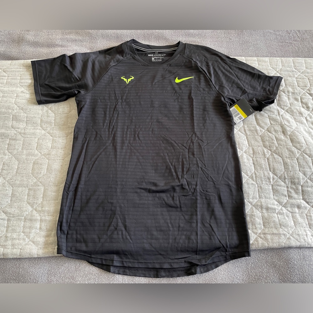 Nike AeroReact Rafael Nadal Slam Tennis Shirt Black Volt Size Small